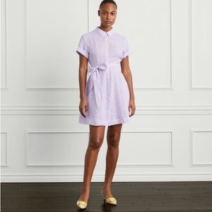 Hill House Laura Dress Lilac Stripe Linen Button Shirt Dress Sundress Size XS